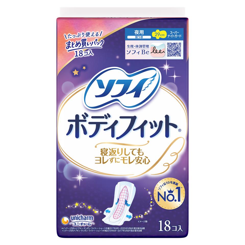ソフィボディフィット　スーパーナイトガード夜用　羽つき29ｃｍ